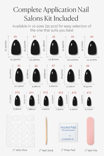 AzureBeauty Halloween Fall Black Short Almond Press On Nails, 32Pcs 16Sizes - color: B-Black