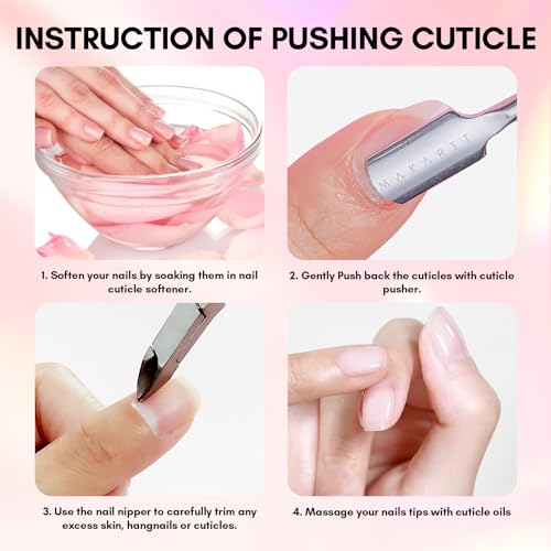 Makartt 1-Pack Pink Dual-End Cuticle Pusher, Stainless Steel - color: Pink Cuticle Pusher