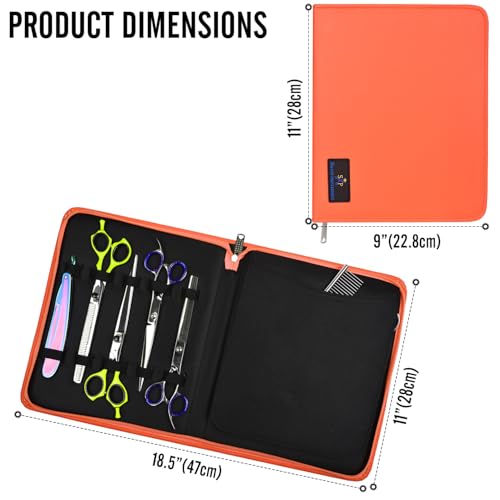 Leather Shears Case, Scissor Case, Shear Holder Holds 10 Grooming or Beauty Shears (Orange) - color: BLUE