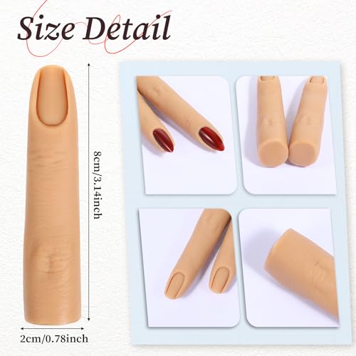 Giantree 2 PCS Silicone Practice Fingers for Acrylic Nails, Fake Training Nail Practice Finger Model, Flexible Bendable Mannequin Finger Soft Silicone Fake Fingers for Nails Art DIY