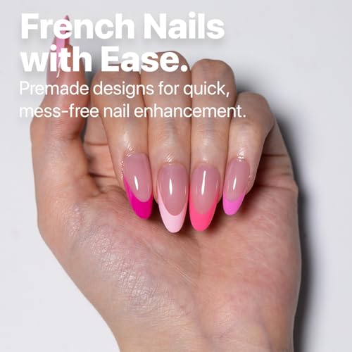 SXC Cosmetics French Tip Press On Nails – 5 Pink Series, Medium Almond, X-Pro Tips Starter Kit | 150PCS, 15 Sizes, 5 Styles, Beginner-Friendly - color: Pink - M Almond