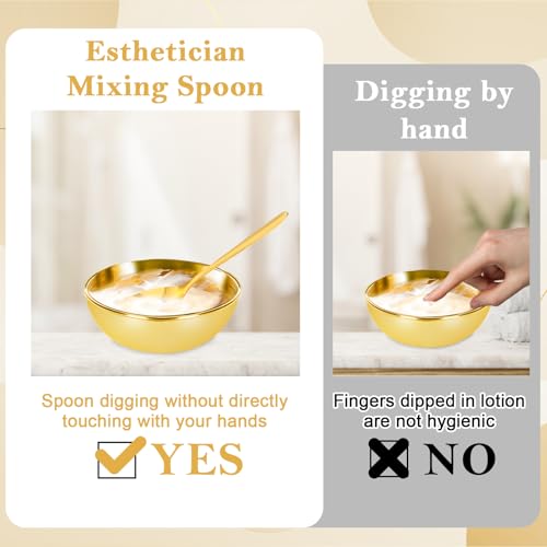 9 Pcs Gold Facial Supplies Large Gold Skincare Tray 4 Stainless Steel Facial Mask Mixing Bowls 4 Esthetician Mixing Spoons Spa Tray Esthetician Bowls for Mask Body Care Bathroom - color: Gold