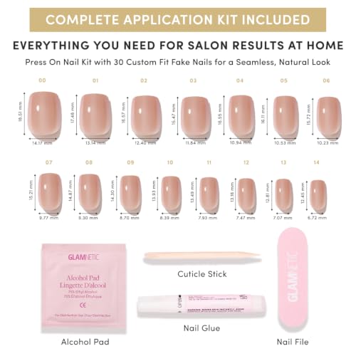 Glamnetic Press On Nails - Short Squoval, Glazed Fake Nails 30 Pc Full Kit - color: Thrilla In Manila