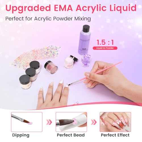 Acrylic Nail Kit for Beginners with Everything in Purple Gift Storage Bag - color: Bling Purple