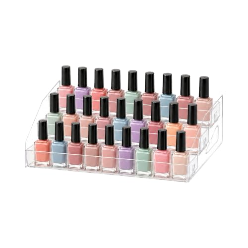 3-Tier Nail Polish Organizer, Clear PET Tabletop Display Rack - color: Clear - 3 Tier