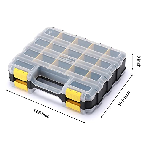 Mayouko Double Side Tools Organizer, Customizable Removable Plastic Dividers, Hardware Box Storage, Excellent for Screws,Nuts,Small Parts, 34-Compartment,2 PCS Set - color: Yellow, size: 2 PCS