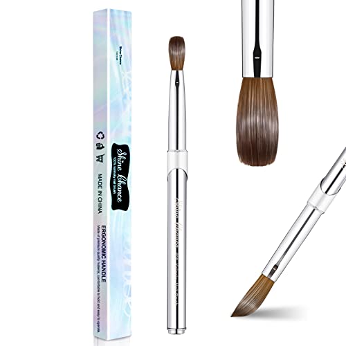 Acrylic Nail Art Brush Size 8, 100% Pure Kolinsky Hair Oval Nail Brush for Acrylic Application, Professional Nail Extension Manicure Tool Striping Nail Drawing Pen for DIY Home Salon - size: #8