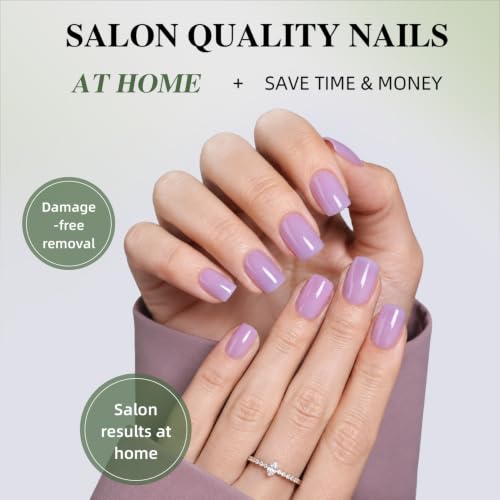 Purple Press On Nails Square - Light Purple Nails Fake Nails - color: 5A - Lilac Mauve