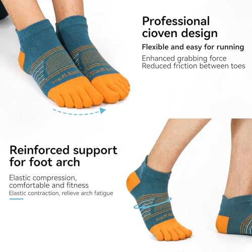 Toe Socks Cool-max Running Socks for Men Women 3 Pairs Athletic Breathable Five Finger Socks - color: Multicolor-c04# Ankle/3 Pairs, size: Large
