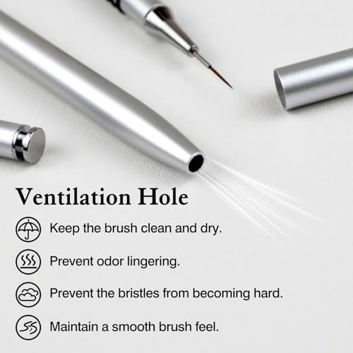 8pcs Metallic Nail Art Liner Brush Set – Fine Detail & Long Line UV Gel Painting Pens (Silver Non-Slip Handles)