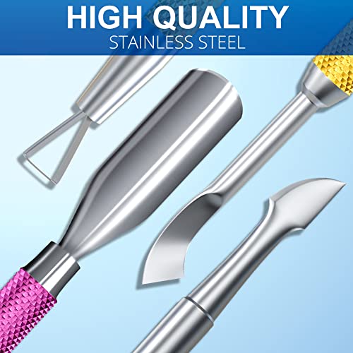 2PCS Pink-Yellow Gradient Cuticle Pusher Tool and Scraper Nail Pusher - color: Pink-Yellow Gradient