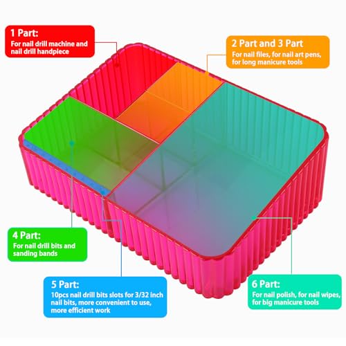 Nail Drill Holder, 10 Holes Nail Drill Machine & Bits Storage Box - color: Rose