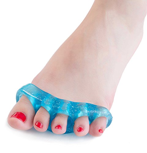 DR. JK- ToePal Gel Toe Separator, 2 Pairs, Toe Spacers, Toe Straightener, Hammer Toe Straightener, Toe Spreader, Toe Stretcher, Toe Corrector for Women and Men, Bunion Corrector - color: Blue, size: 2 Pairs