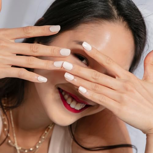 NAILOG Semi Cured Gel Nail Strips 20Pcs Nude Gel Nail Stickers - Beige - color: Beige