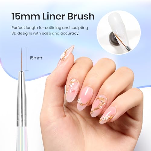 Beetles 3D Nail Art Brushes, Dual-ended Silicone Manicure Tool Gold Chrome - color: D - Silver White-2