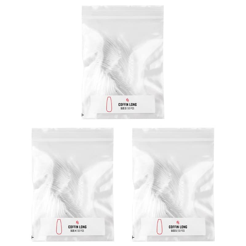 Kiara Sky Gelly Tips Refill Pack - Soak Off Soft Gels - Coffin Shape (Long Length) (Sizes 3, 4, 5) - style: Sizes 3, 4, 5