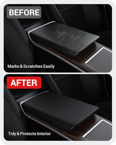 BASENOR Center Console Armrest Cover for Tesla Model S Model X 2021-2026 - size: Model S/X Black