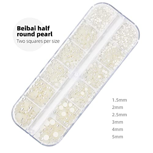 Nail Flatback Pearls White Nail Art Pearls AB Color Nail Pearls for Nail Art DIY Jewelry Pearls for Nails,with Pickup Pen and Tweezer Pearl Nail Gems Nail Art Pearls Mini Decoration Accessories Kit - color: Flatback Pearls