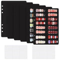 KEIFIN 6 Pcs Press On Nail Book Display Organizer Binder A5 Inserts, Black - color: BLACK