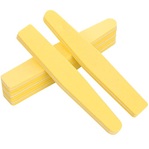 20Pcs Nail Buffer Block Files Sponge Washable Double Sided 100/180 Sanding Buffing File(Yellow) - color: Yellow