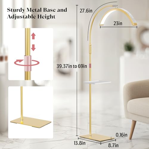 Mznoo Lash Light, 23IN Bling Diamond Half Moon Light with Tool Tray, Gold - color: Gold