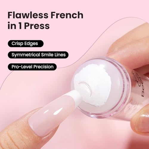 Beetles French Tip Tool Nail Stamp 6Pcs Silicone French Tips Stamp Set - color: A - Clear-6