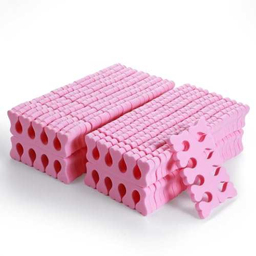 100 Pcs Sponge Toe Separators Soft Finger Separators Premium Pedicure Tool Kit Flexible Toe Divider Spacer for Polishing Pedicure Manicure Coating Nail Art Beauty Accessories (Pink) - color: Pink