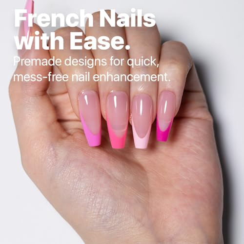 SXC Cosmetics French Tip Press On Nails – 5 Pink Series, Medium Coffin, X-Pro Tips Starter Kit | 150PCS, 15 Sizes, 5 Styles, Beginner-Friendly - color: Pink - M Coffin