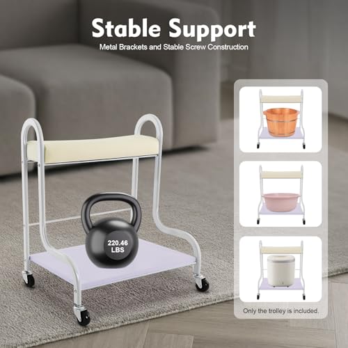 Pedicure Chair for Nail Tech Beauty Salon Nail or Foot Bath Spa Manicure Foot Rest with Wheels Portable Trolley Cart for Pedicure Manicure Funiture Massage (White) - color: White