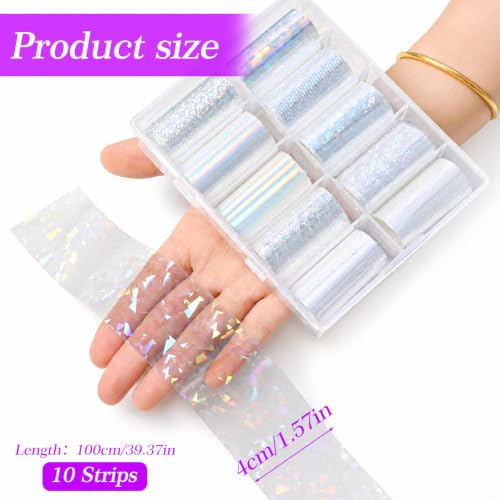 10PCS Nail Foil Transfer Sheets Laser Nail Foil Sheet for DIY Nails