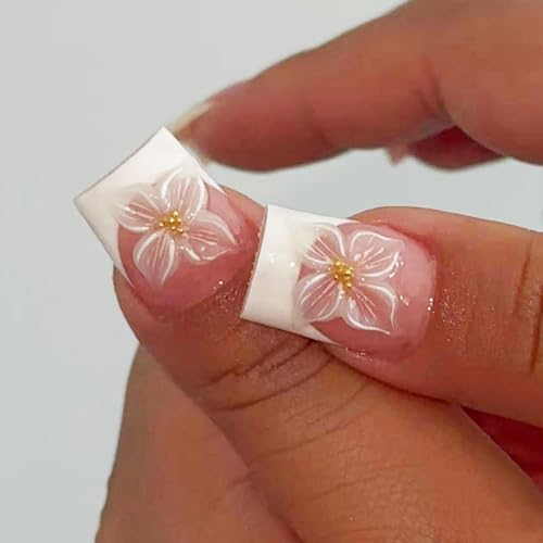 Square Short Press on Nails French Design Fake Nail 24Pcs - color: 2