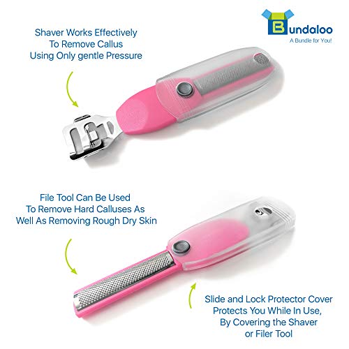 Callus Shaver Rasp for Feet - 2-in-1 Foot Spa Tool for Cracked Rough Heels - Dry Skin Remover - Stainless Steel, Rust-Resistant - Professional Pedicure Tool With 5 Refill Blades