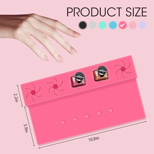 Nail Polish Holder, 2 in 1 Silicone Hand Rest Mat-Rose Red - color: Rose Red