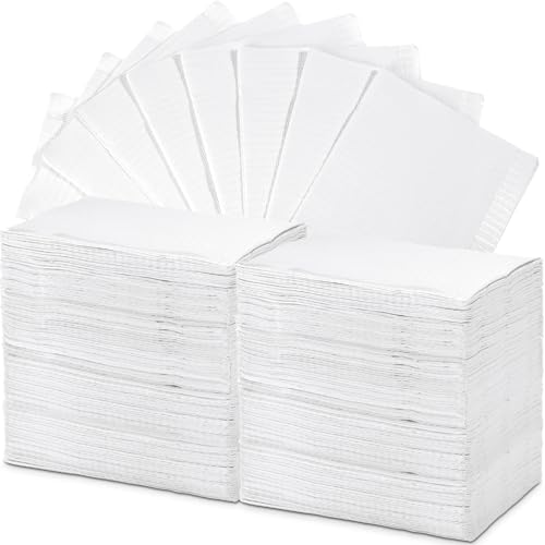 Newwiee 250 Pcs Disposable Nail Table Towels Mat, 13'' x 18'' Patient Bibs 3 Ply Waterproof Tattoo Bibs Nail Towels Paper Tray Covers Clean Pads Tattoo Supplies (White) - color: White