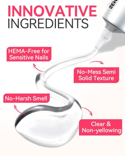 Makartt Press on Nail Glue: 30ML 2 Pcs Large Tubes, Semi-Solid, 20s Air Dry - size: 30ML*2 Packs