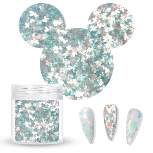 Laza 2.5g Chunky Glitter Mickey Mouse Shaped Confetti Nail Sequins - color: Mint Peach Pink