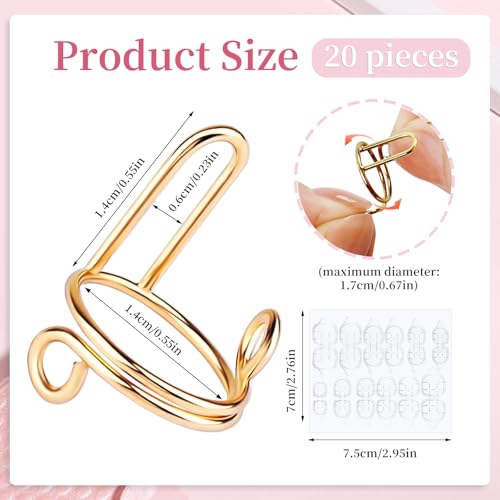 20Pcs Wudu Nail Rings with 120PCS Adhesive Nail Tabs-Gold & Silver - color: Gold & Silver