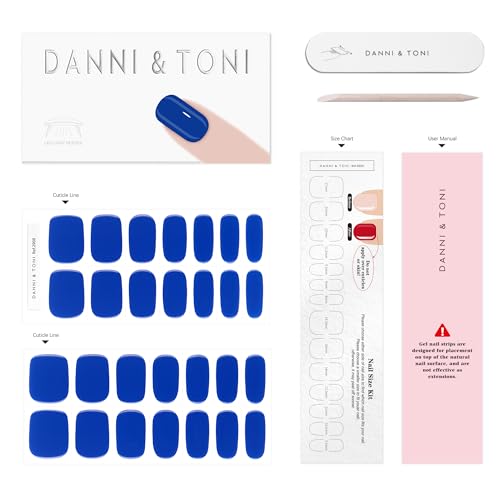 DANNI & TONI Semi Cured Gel Nail Strips Klein Blue Royal Blue Gel Nail Wraps 28 Stickers | Infinite Blue - color: Infinite Blue
