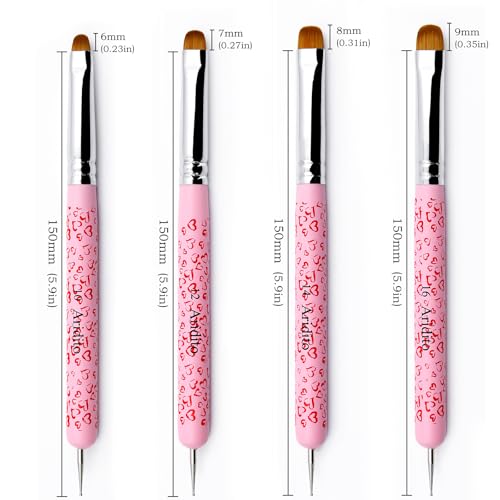 4Pcs Acrylic French Manicure Brushes & Dotting Pens, Pink - color: pink