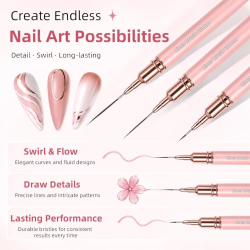 5PCS Nail Art Brushes, Metallic Fine Liner Nail Art Pens for Nail Painting