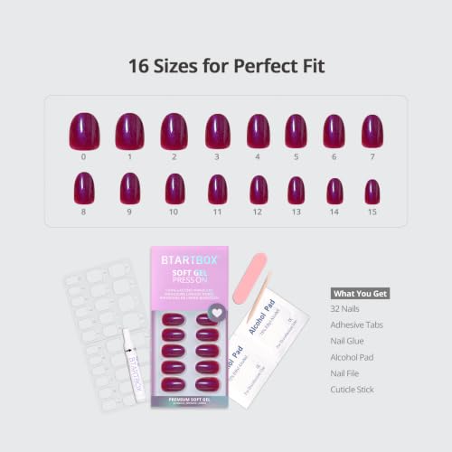 BTArtbox Halloween Press On Nails, Short Oval Purple Nails, 32Pcs Full Kit - color: A2-Midnight Alibi