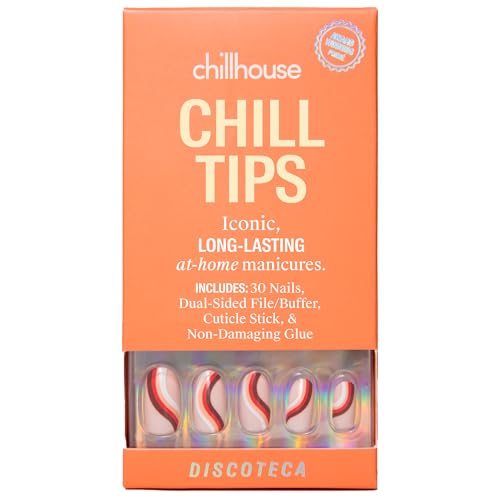 Chillhouse - Chill Tips, Press on Nails Kit - Discoteca (Oval) - 30 Nail Shapes & Sizes - Up to 2 Weeks of Wear - Customizable Fit - Reusable - Latina Founded & Women Owned - Beauty & Self Care - color: Discoteca