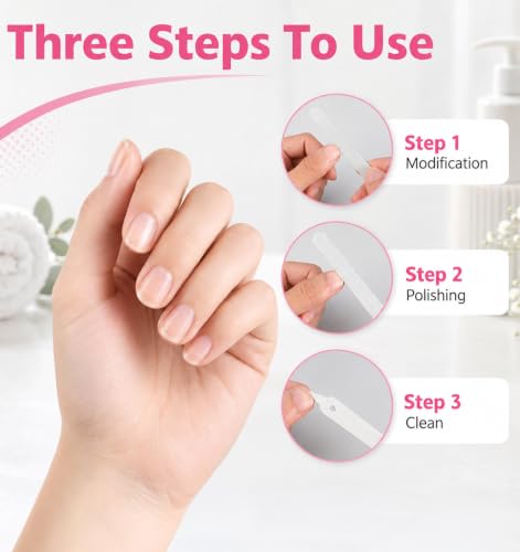 6PCS Diamond Nail Files for Natural Nails, 2 Sizes Double-Sided