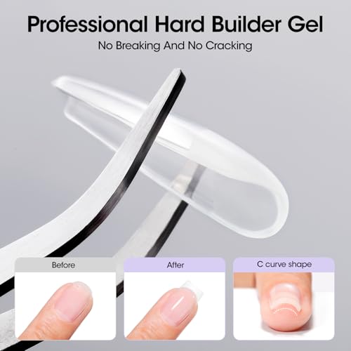 Gellen Clear Builder Gel for Nails, 30g Durable Hard Gel with 20 Pcs Forms - color: Crystal Clear