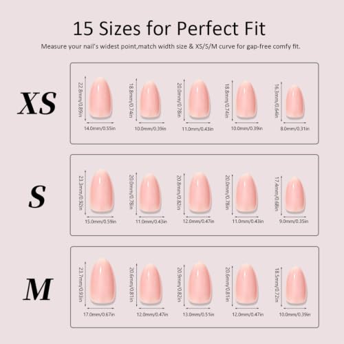 30Pcs Polka Dots Press on Nails Short Almond Fake Nails Pink French Tip - color: BD-Brown-14