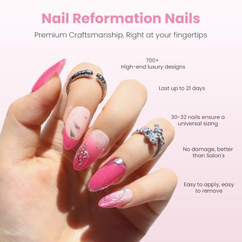 Nail Reformation Stars At Night Press On Nails, Medium Almond, 30Pcs - color: Stars At Night