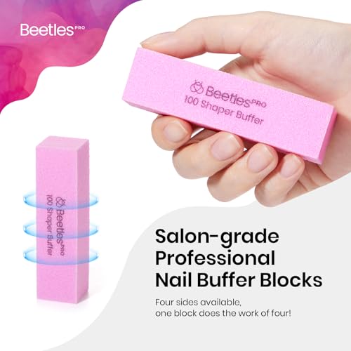 Beetles Pro Nail Buffer Sanding Block 100 Grit 4-Sided Nail - color: B-pink-050