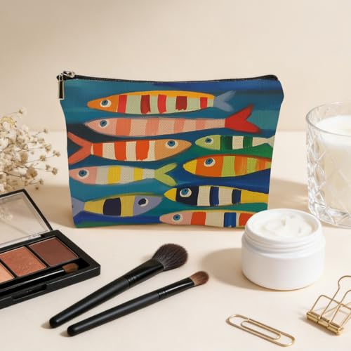 JIUWEIHU Fish Makeup Bag, Sea Animals Cosmetic Bags Travel Organizer Bag - color: Multicolor 0065