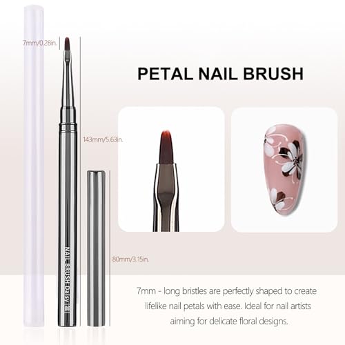 3Pcs Nail Art Brushes Set for Flower Petal Butterfly Drawing, 3D Gel Acrylic Nail Brush, Fine Liner Nails Design Tool, Professional Watercolor Painting Pen for Manicure DIY Salon - color: Metal Painting Brush