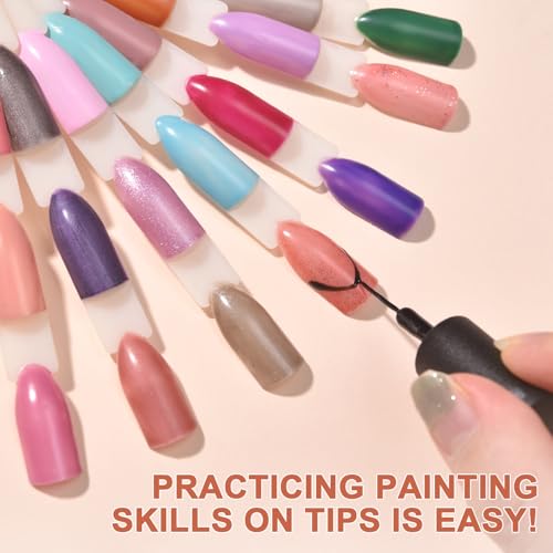 300 Tips Nail Swatch Sticks with Ring 3 in 1 Nail Display Sticks - color: Natural